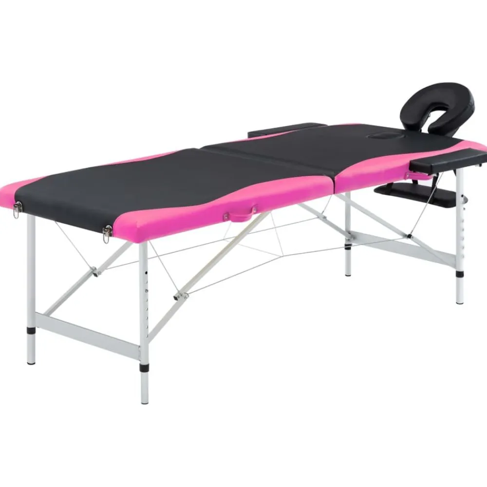 Uiterlijk & Gezondheid*vidaXL Massagetafel inklapbaar 2 zones aluminium Zwart en roze
