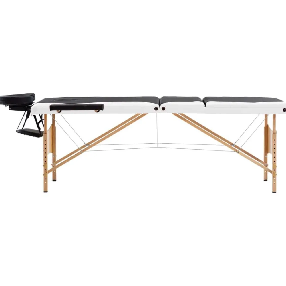 Uiterlijk & Gezondheid*vidaXL Massagetafel inklapbaar 3 zones hout Zwart en wit