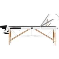 Uiterlijk & Gezondheid*vidaXL Massagetafel inklapbaar 3 zones hout Zwart en wit