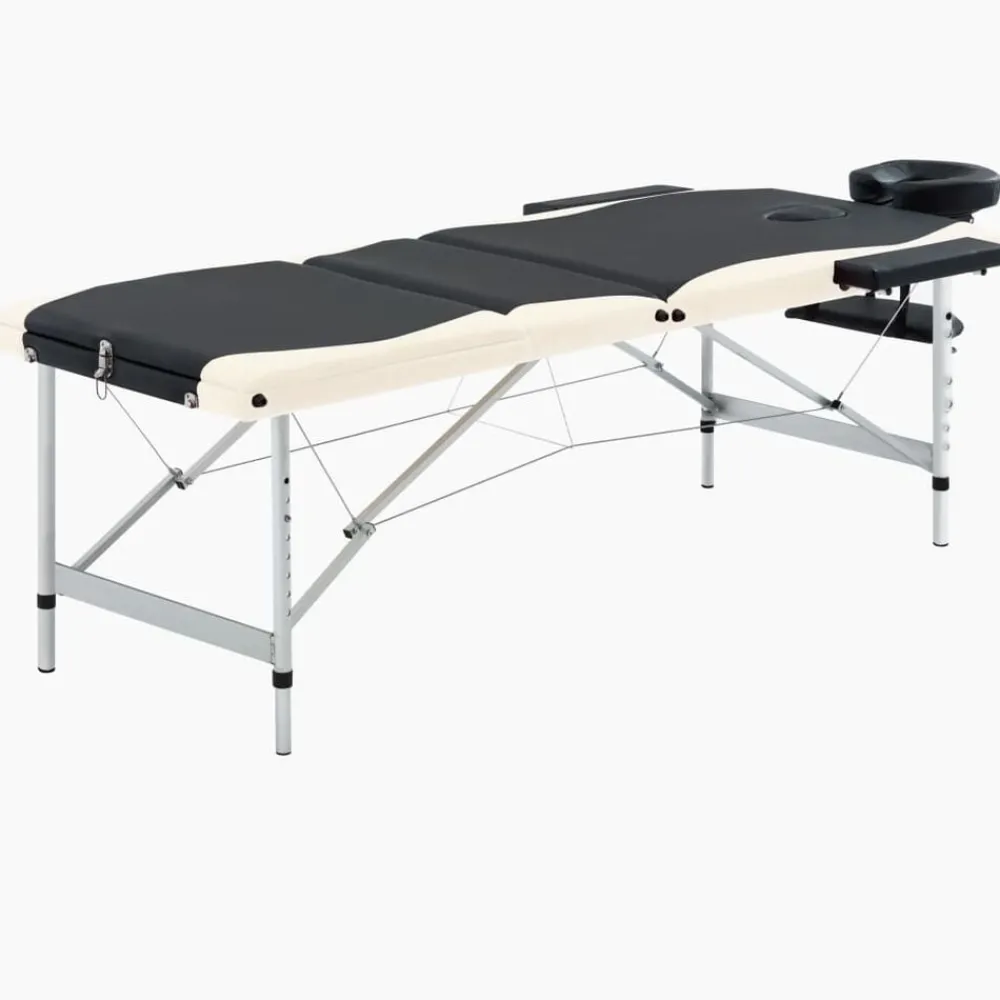Uiterlijk & Gezondheid*vidaXL Massagetafel inklapbaar 3 zones aluminium Zwart en beige