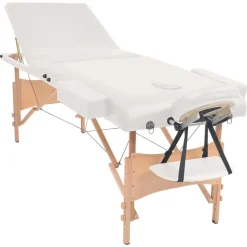 Uiterlijk & Gezondheid*vidaXL Massagetafel inklapbaar 3 zones 10 cm dik Wit