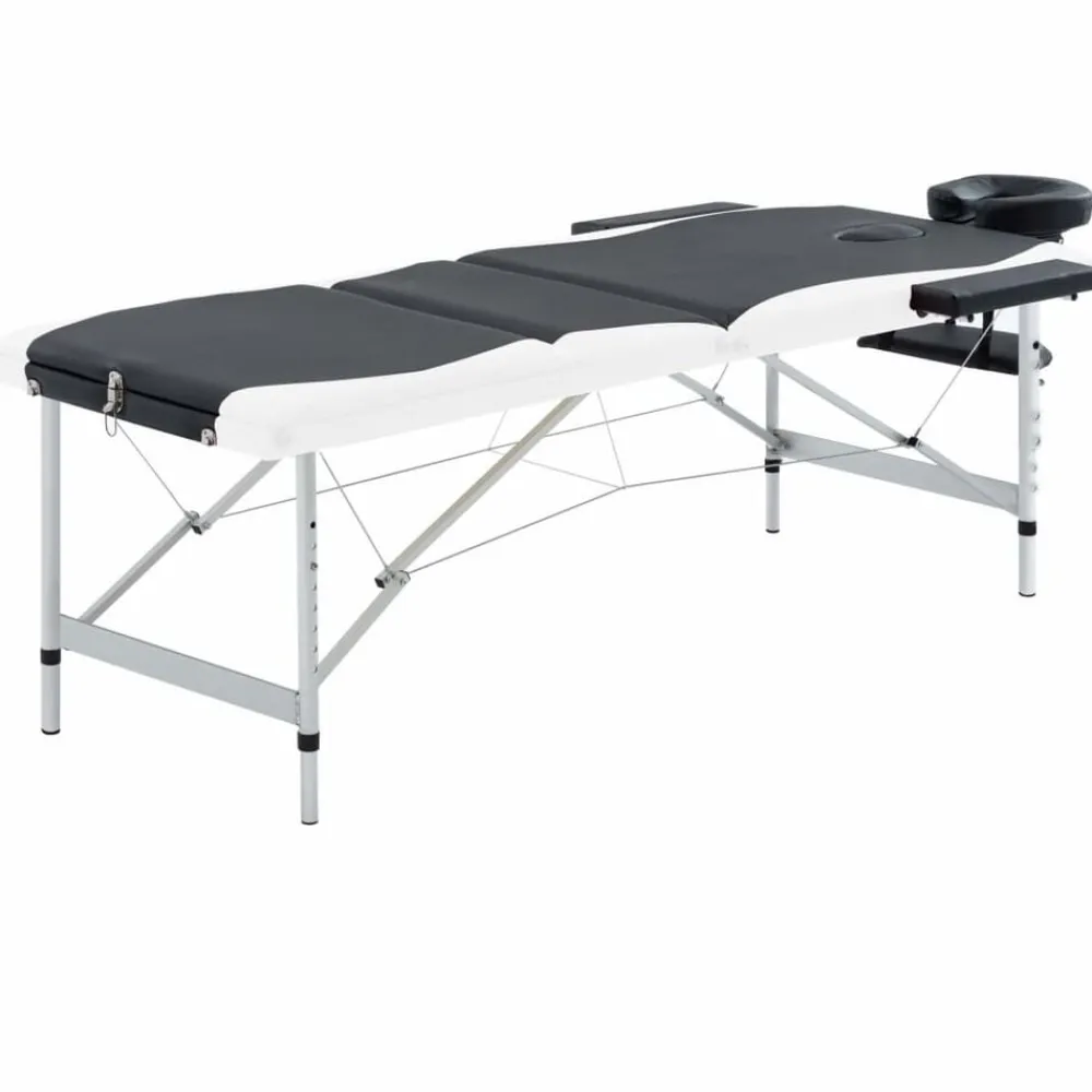 Uiterlijk & Gezondheid*vidaXL Massagetafel inklapbaar 3 zones aluminium Zwart en wit