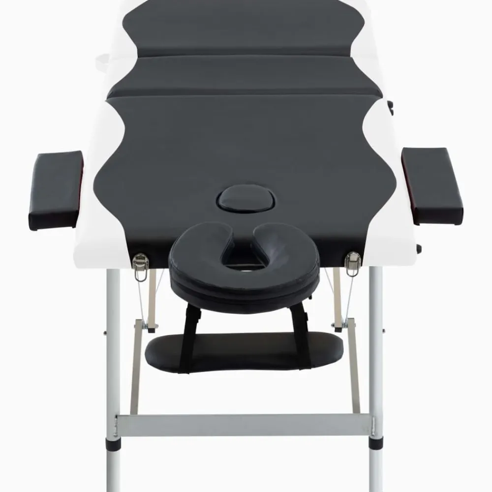 Uiterlijk & Gezondheid*vidaXL Massagetafel inklapbaar 3 zones aluminium Zwart en wit