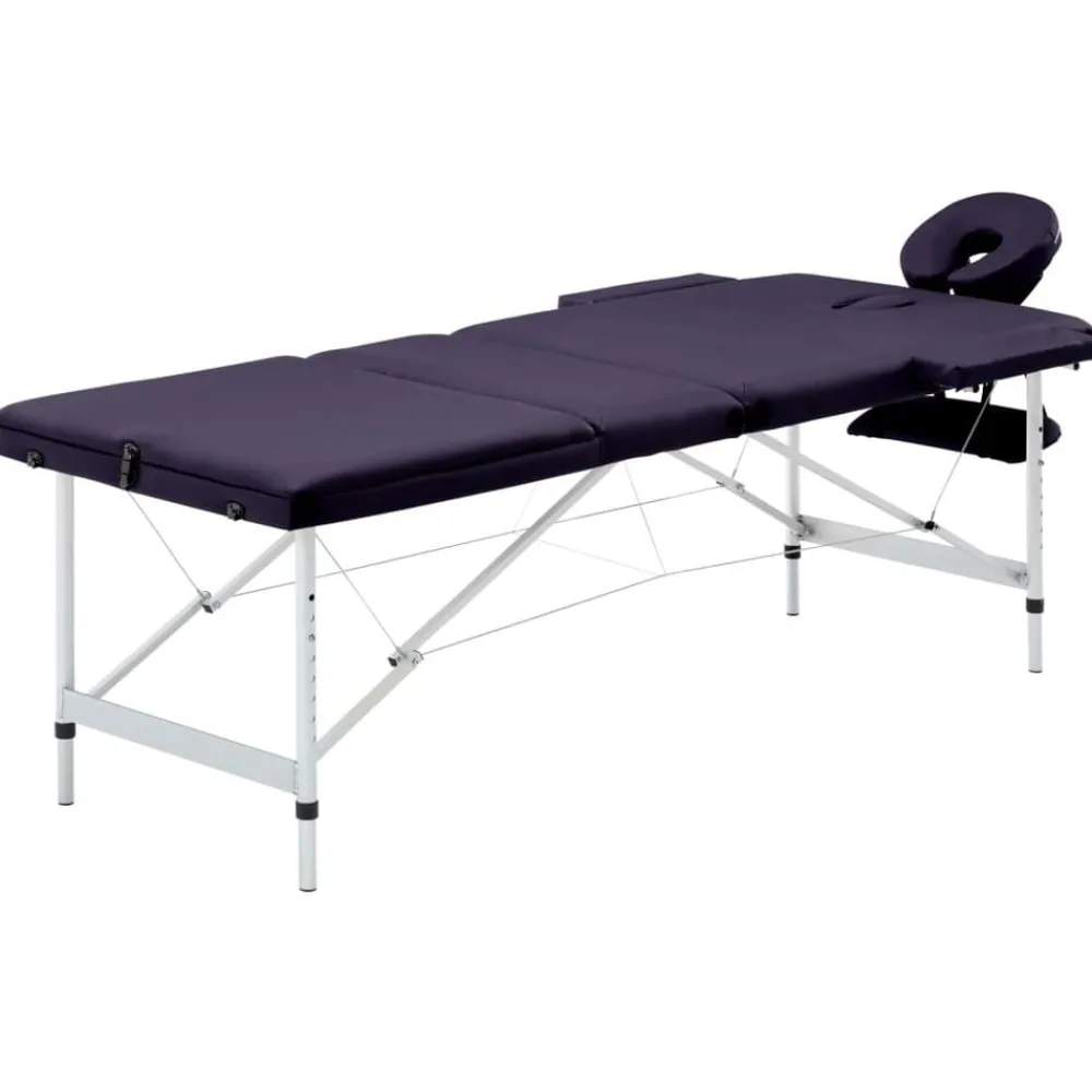 Uiterlijk & Gezondheid*vidaXL Massagetafel inklapbaar 3 zones aluminum Paars