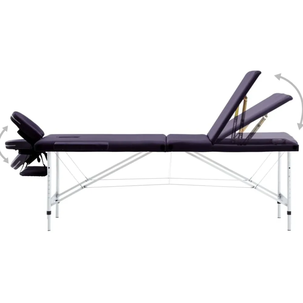 Uiterlijk & Gezondheid*vidaXL Massagetafel inklapbaar 3 zones aluminum Paars