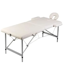 Uiterlijk & Gezondheid*vidaXL Massagetafel met 2 zones inklapbaar aluminium frame crèmewit Cr&egrave;mewit