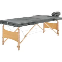 Uiterlijk & Gezondheid*vidaXL Massagetafel met 3 zones 186x68 cm houten frame Antraciet
