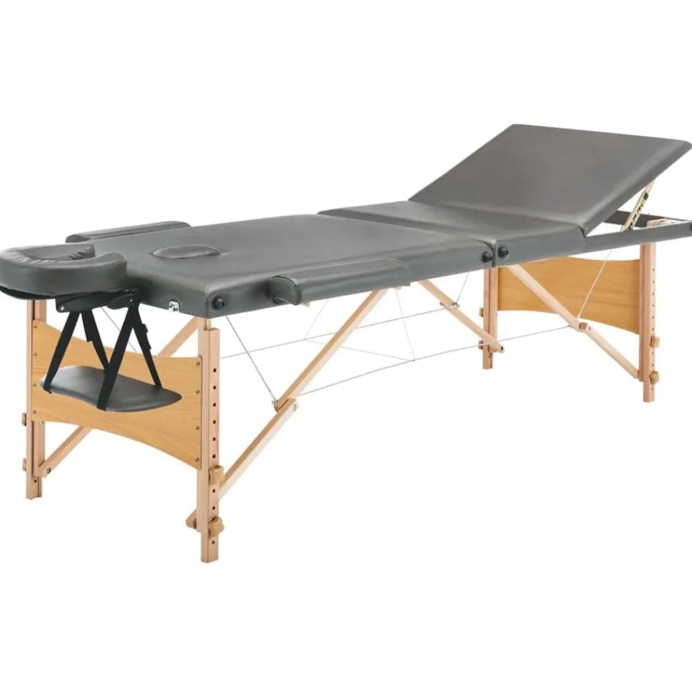 Uiterlijk & Gezondheid*vidaXL Massagetafel met 3 zones 186x68 cm houten frame Antraciet