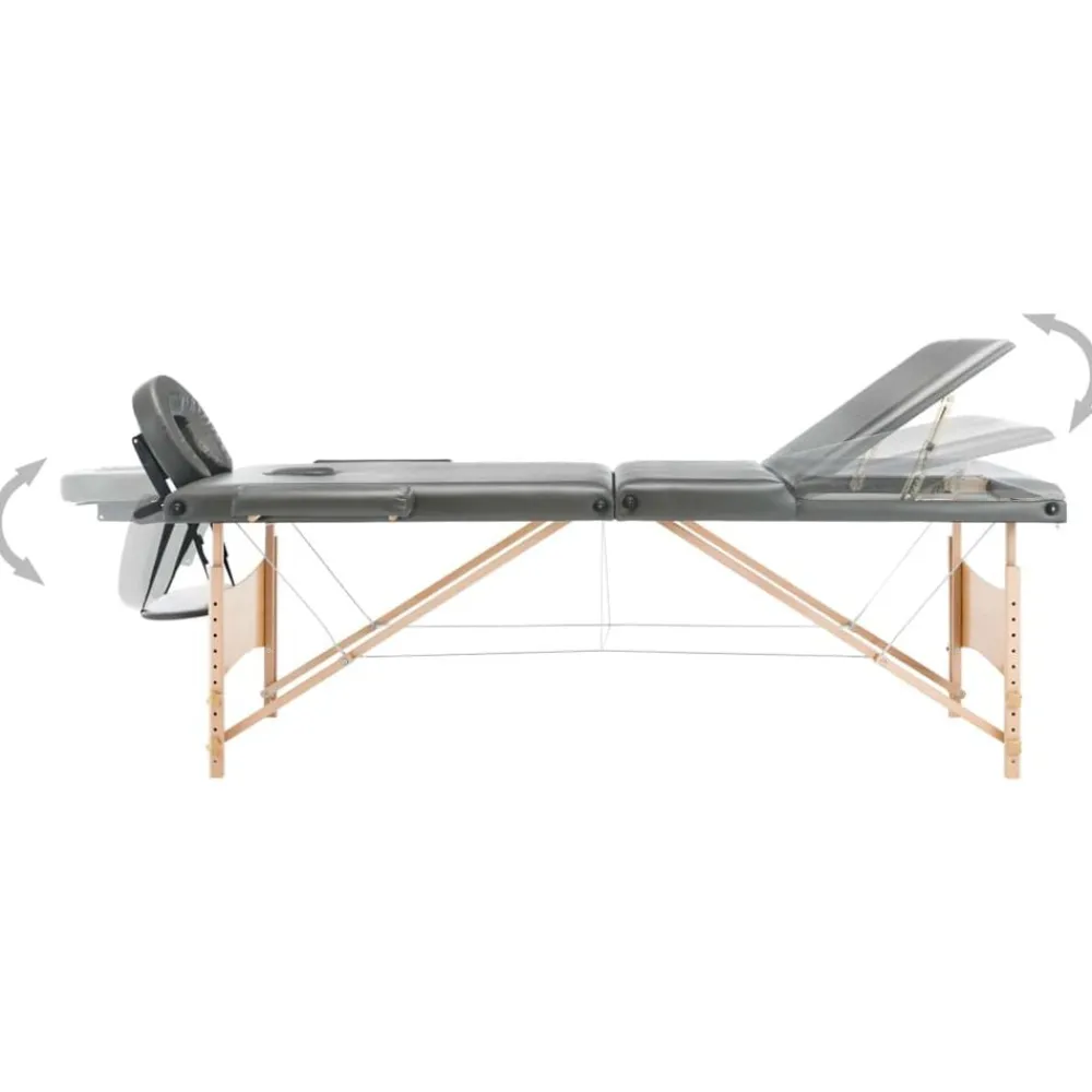 Uiterlijk & Gezondheid*vidaXL Massagetafel met 3 zones 186x68 cm houten frame Antraciet