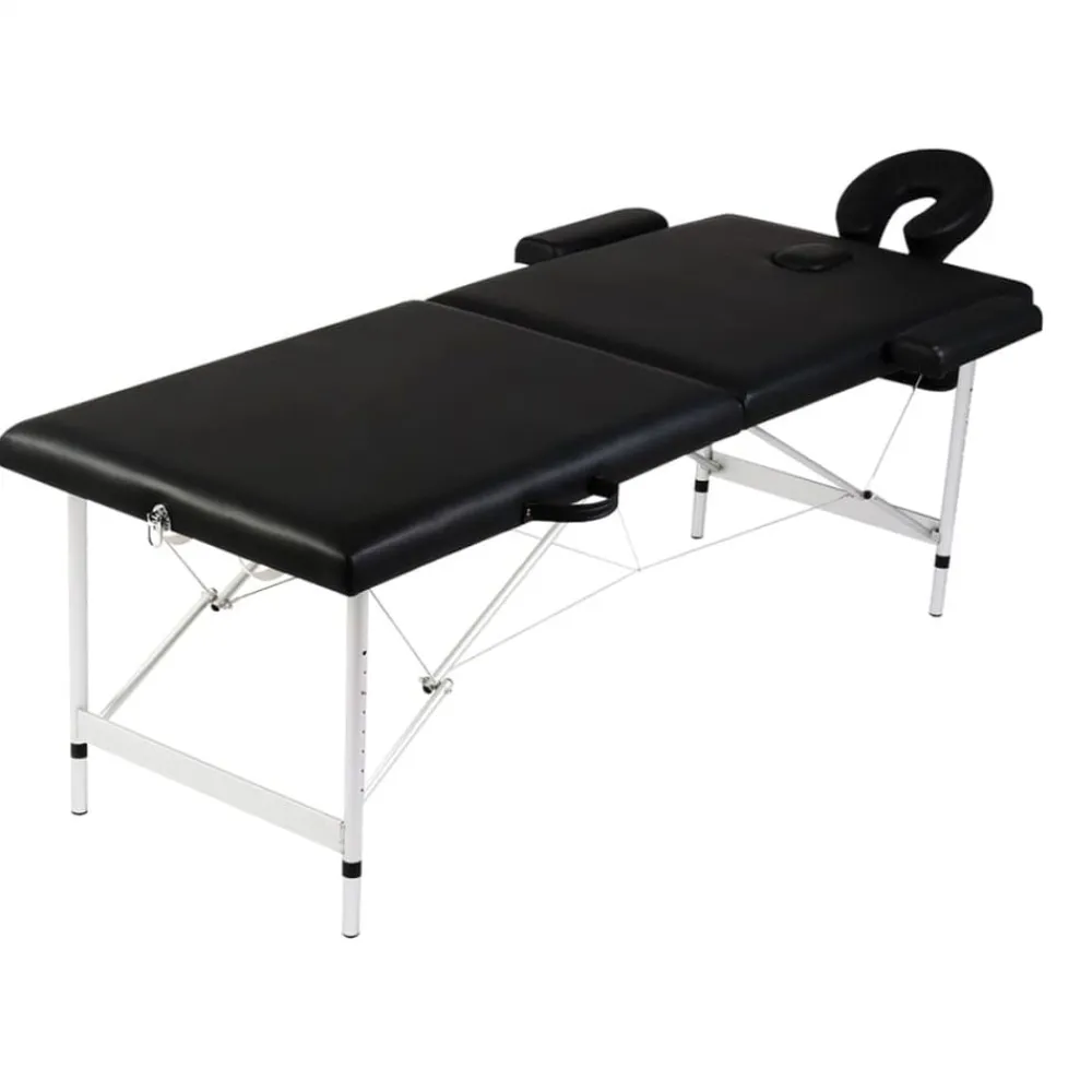 Uiterlijk & Gezondheid*vidaXL Massagetafel met 2 zones inklapbaar aluminum frame Zwart