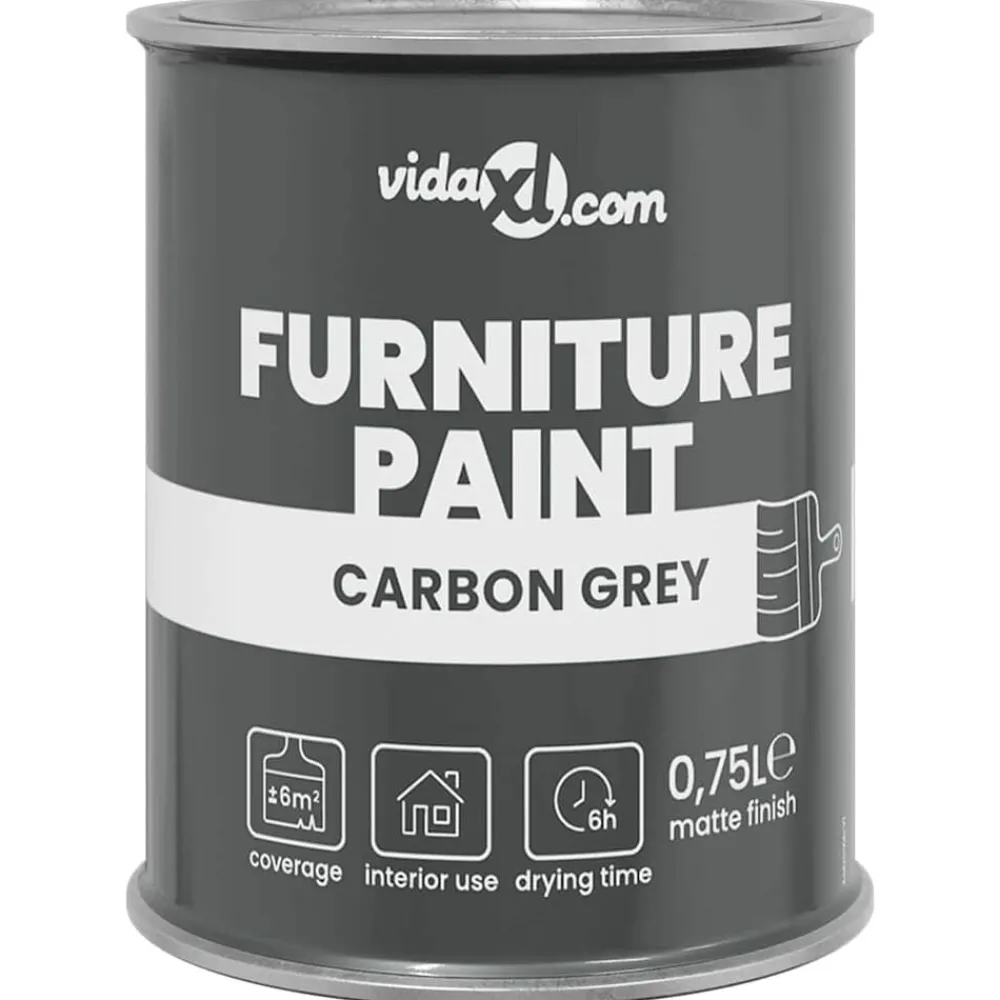 Verbruiksmaterialen Voor De Bouw*vidaXL Meubelverf Grijs 0,75 L Wandprint Koolstof grijs