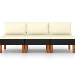 Middenbanken 3 st poly rattan en massief eucalyptushout>vidaXL New