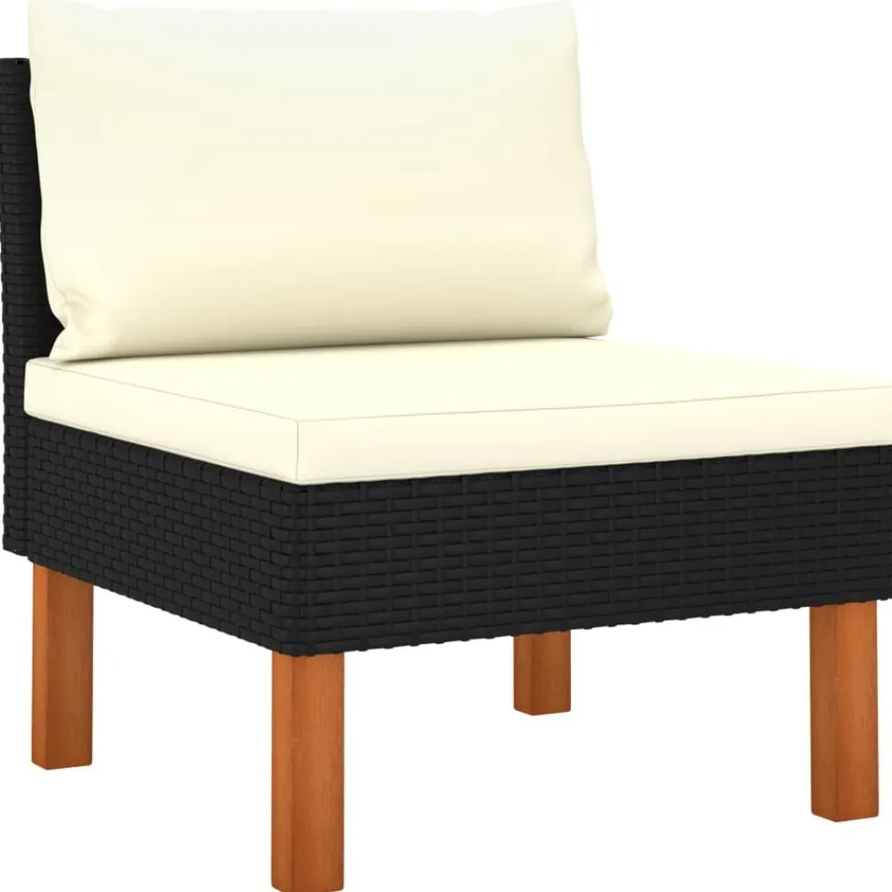 Middenbanken 3 st poly rattan en massief eucalyptushout>vidaXL New