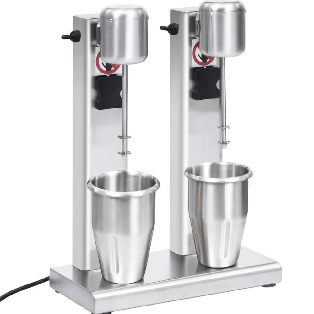 Milkshake mixer met dubbele bekers roestvrij staal 2 L>vidaXL Sale