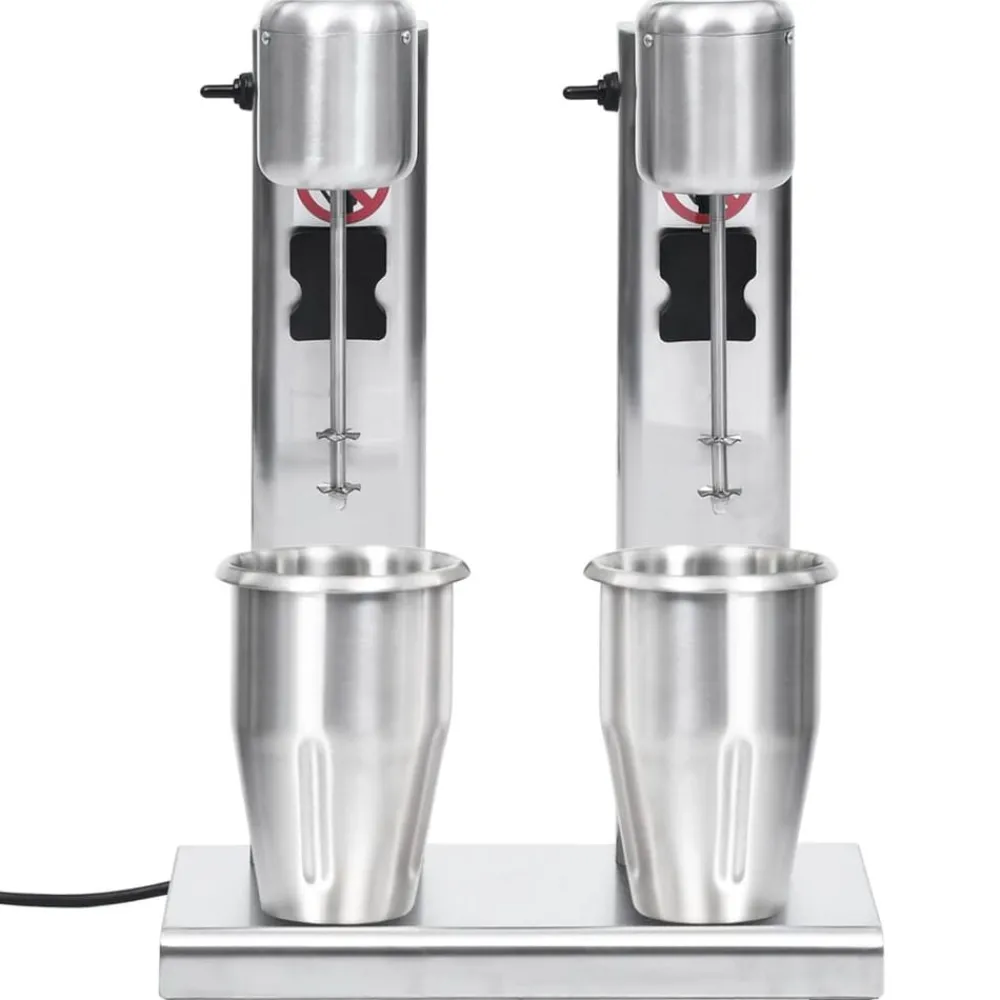 Milkshake mixer met dubbele bekers roestvrij staal 2 L>vidaXL Sale