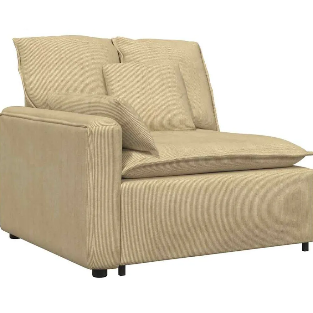 Accessoires Voor Stoelen En Banken*vidaXL Modulaire bank Armleuning eindmodule met kussens 100 cm grijsgroen