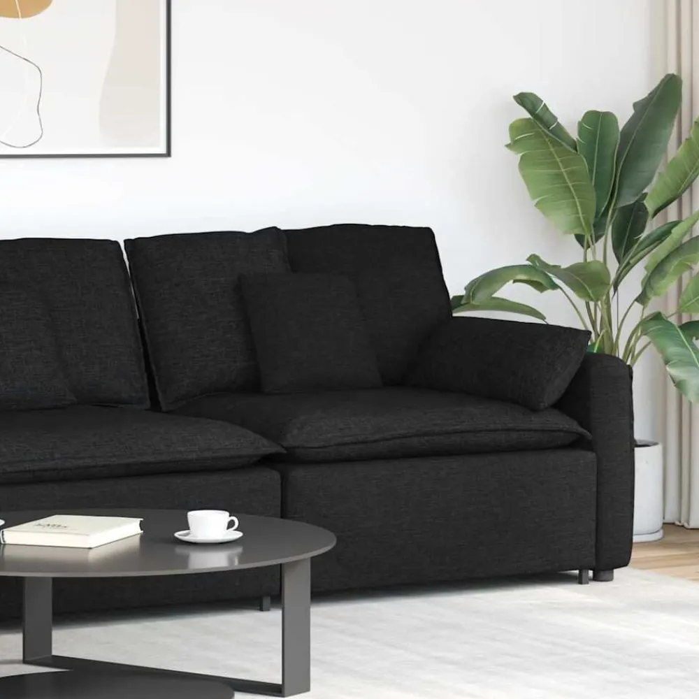 Accessoires Voor Stoelen En Banken*vidaXL Modulaire bank Armleuning eindmodule met kussens 100 cm Zwart