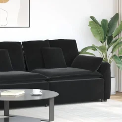 Accessoires Voor Stoelen En Banken*vidaXL Modulaire bank Armleuning eindmodule met kussens 100 cm Zwart