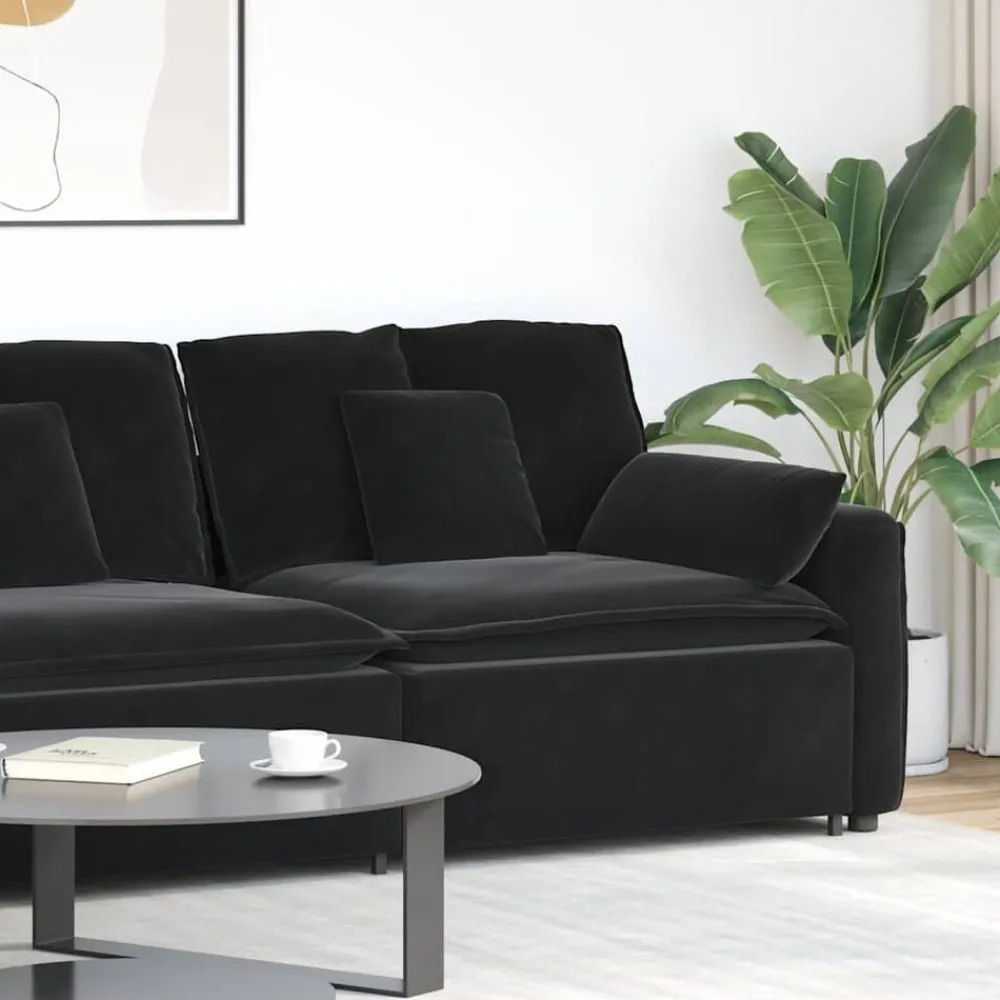 Accessoires Voor Stoelen En Banken*vidaXL Modulaire bank Armleuning eindmodule met kussens 100 cm Zwart