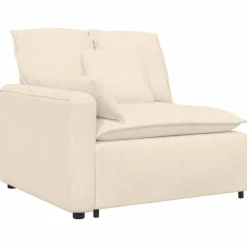 Accessoires Voor Stoelen En Banken*vidaXL Modulaire bank Armleuning eindmodule met kussens 100 cm Crème