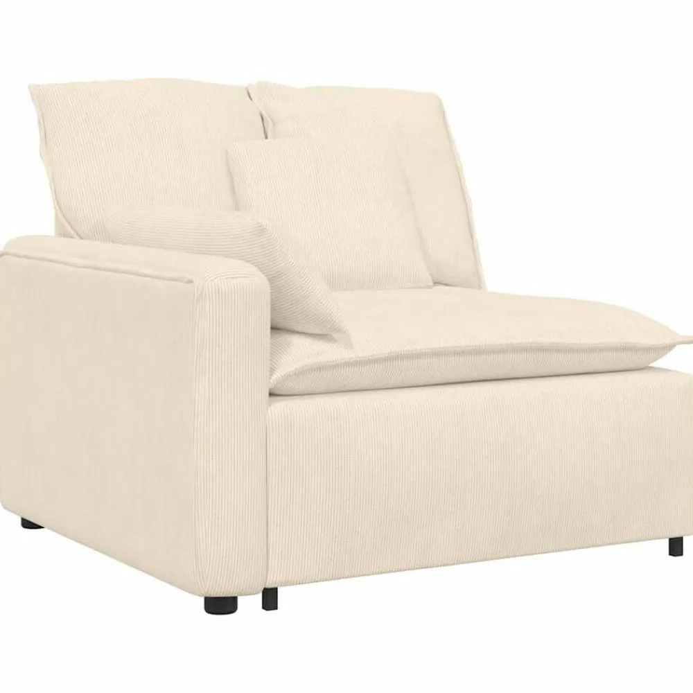 Accessoires Voor Stoelen En Banken*vidaXL Modulaire bank Armleuning eindmodule met kussens 100 cm Crème