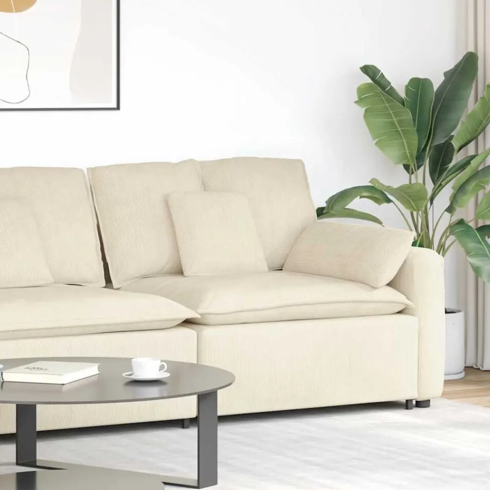 Accessoires Voor Stoelen En Banken*vidaXL Modulaire bank Armleuning eindmodule met kussens 100 cm Crème