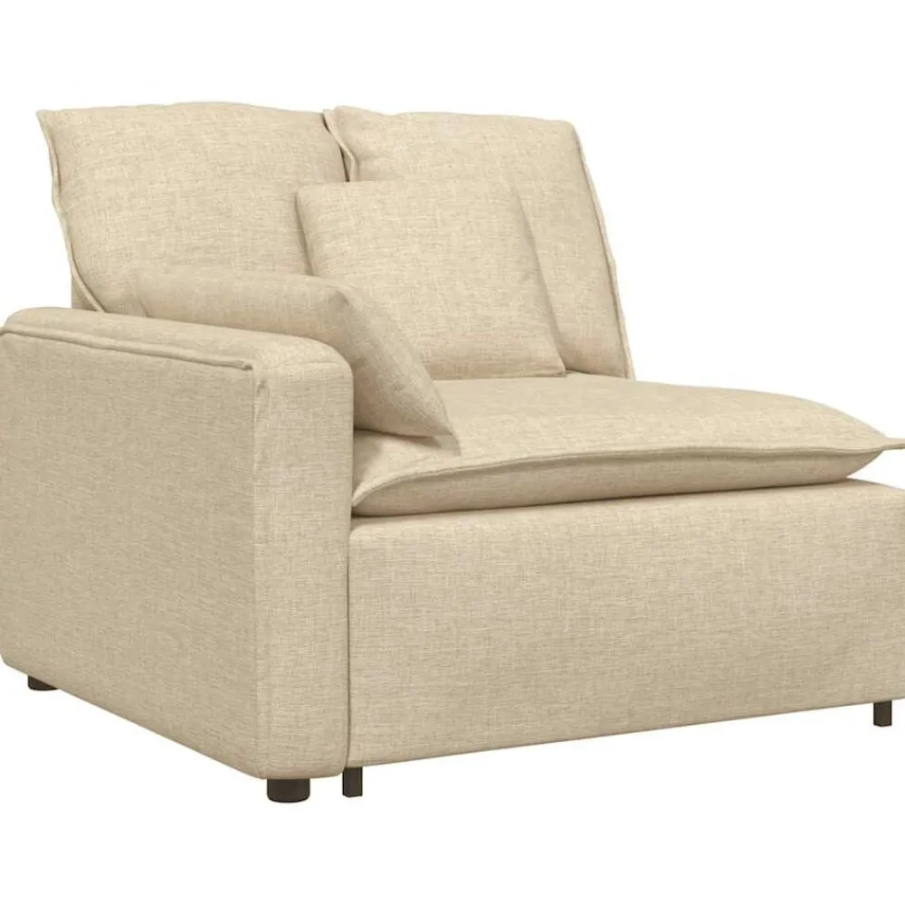 Accessoires Voor Stoelen En Banken*vidaXL Modulaire bank Armleuning eindmodule met kussens 100 cm Crème