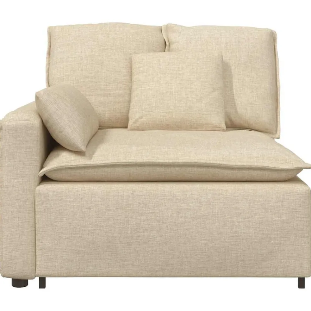 Accessoires Voor Stoelen En Banken*vidaXL Modulaire bank Armleuning eindmodule met kussens 100 cm Crème