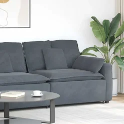 Accessoires Voor Stoelen En Banken*vidaXL Modulaire bank Armleuning eindmodule met kussens 100 cm Donkergrijs
