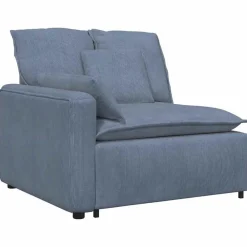 Accessoires Voor Stoelen En Banken*vidaXL Modulaire bank Armleuning eindmodule met kussens 100 cm Blauw