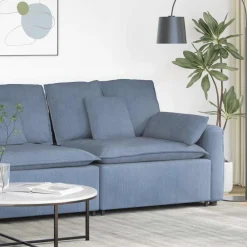 Accessoires Voor Stoelen En Banken*vidaXL Modulaire bank Armleuning eindmodule met kussens 100 cm Blauw