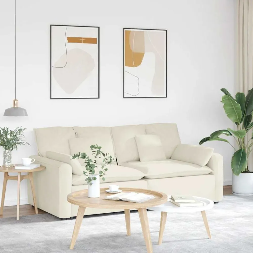 Modulaire bank met kussens crèmekleurig>vidaXL Outlet