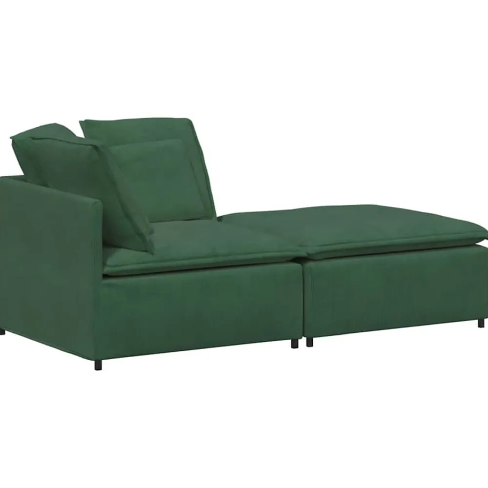 Accessoires Voor Stoelen En Banken*vidaXL Modulaire bank met voetenbank en kussens corduroy Donkergroen