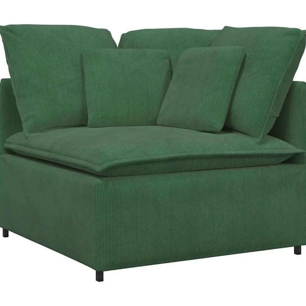 Accessoires Voor Stoelen En Banken*vidaXL Modulaire bank met voetenbank en kussens corduroy Donkergroen