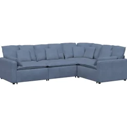 Accessoires Voor Stoelen En Banken*vidaXL Modulaire bank met kussens corduroy stof Blauw