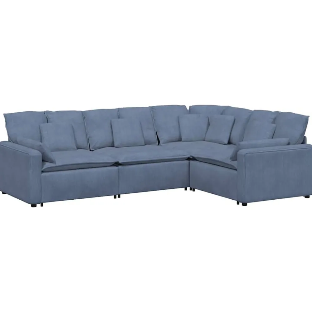 Accessoires Voor Stoelen En Banken*vidaXL Modulaire bank met kussens corduroy stof Blauw