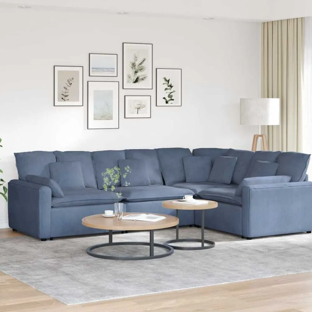 Accessoires Voor Stoelen En Banken*vidaXL Modulaire bank met kussens corduroy stof Blauw