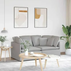 Modulaire bank met kussens stof wolk grijs>vidaXL Clearance