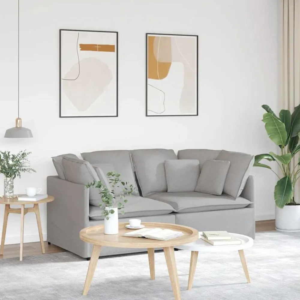 Modulaire bank met kussens stof wolk grijs>vidaXL Clearance