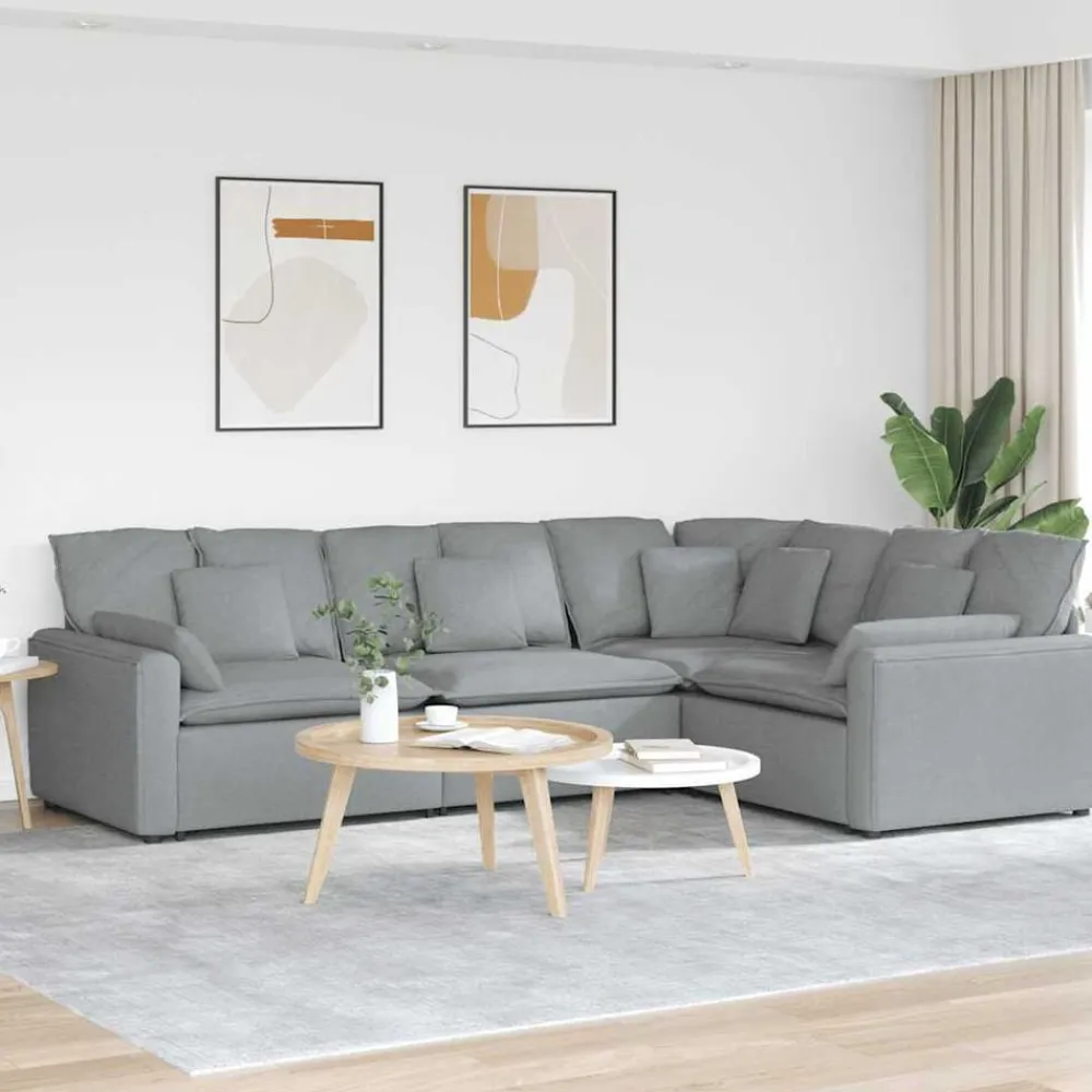 Accessoires Voor Stoelen En Banken*vidaXL Modulaire bank met kussens stof Lichtgrijs