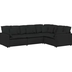 Accessoires Voor Stoelen En Banken*vidaXL Modulaire bank met kussens stof Zwart