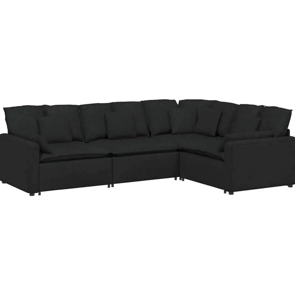 Accessoires Voor Stoelen En Banken*vidaXL Modulaire bank met kussens stof Zwart