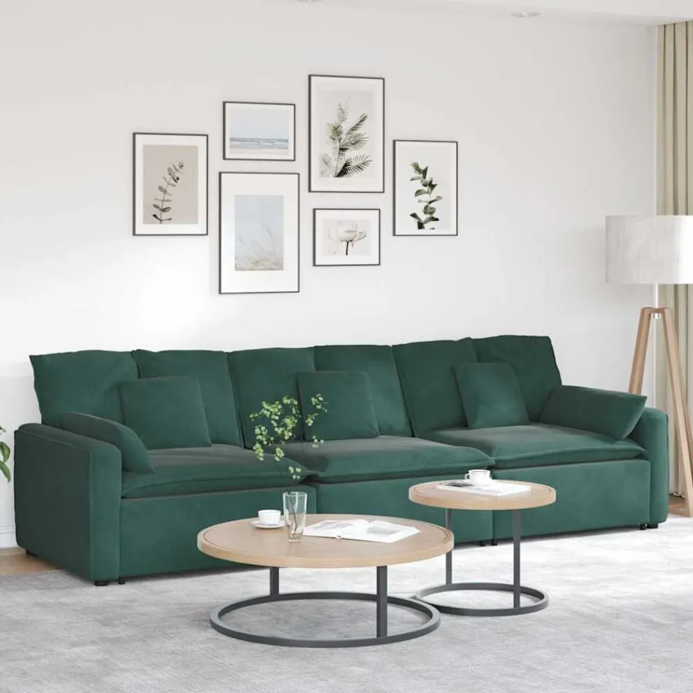 Accessoires Voor Stoelen En Banken*vidaXL Modulaire bank met kussens Donkergroen