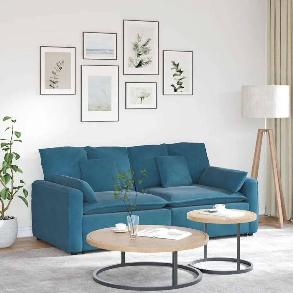 Accessoires Voor Stoelen En Banken*vidaXL Modulaire bank met kussens Blauw