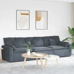Accessoires Voor Stoelen En Banken*vidaXL Modulaire bank met kussens Donkergrijs