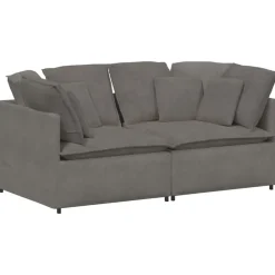 Banken*vidaXL Modulaire bank met kussens corduroy stof Lichtgrijs