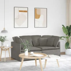 Banken*vidaXL Modulaire bank met kussens corduroy stof Lichtgrijs
