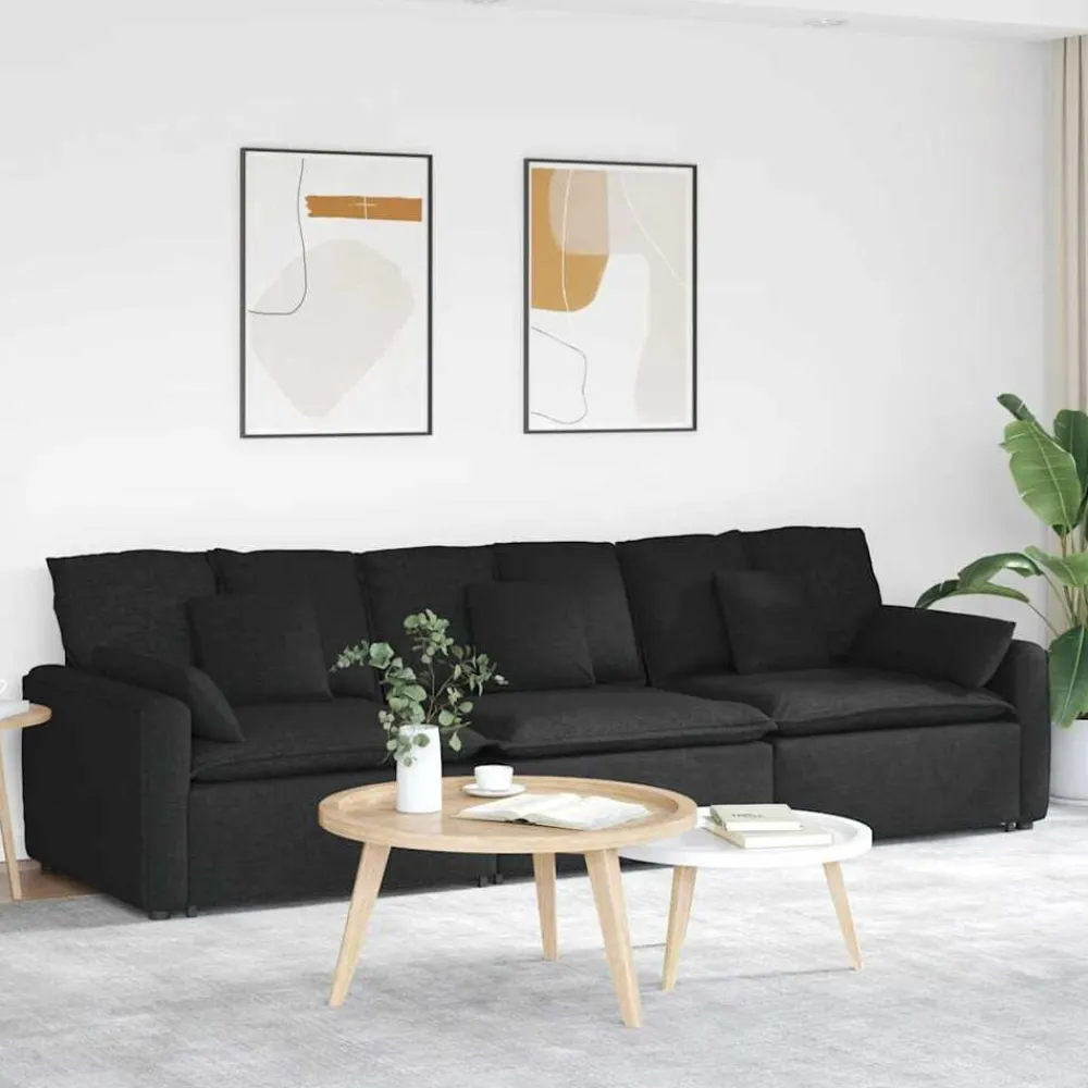 Accessoires Voor Stoelen En Banken*vidaXL Modulaire bank met kussens Zwart