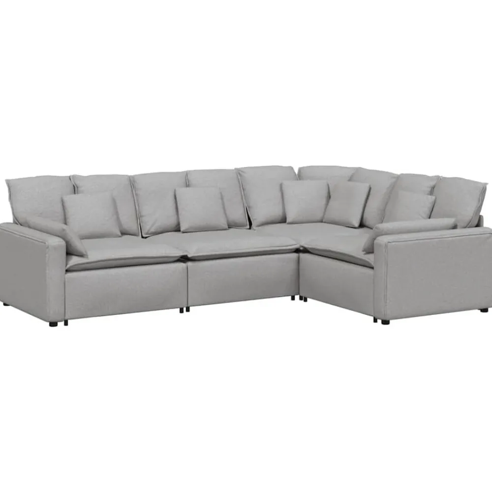 Modulaire bank met kussens stof wolk grijs>vidaXL Outlet