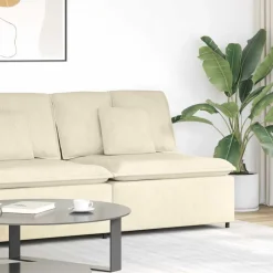 Modulaire bank middenmodule met kussens 100 cm crèmekleurig>vidaXL Outlet